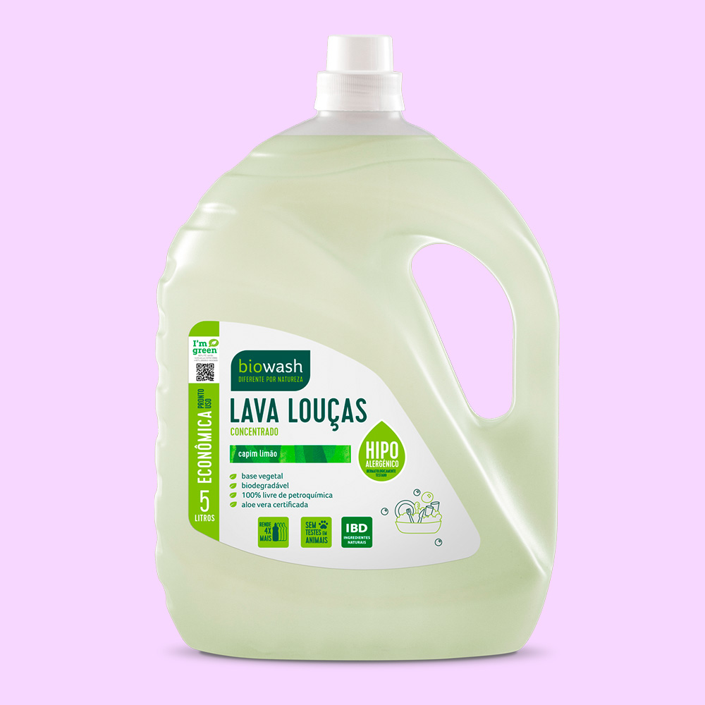Lava Louças Capim Limão 5 Litros - Biowash